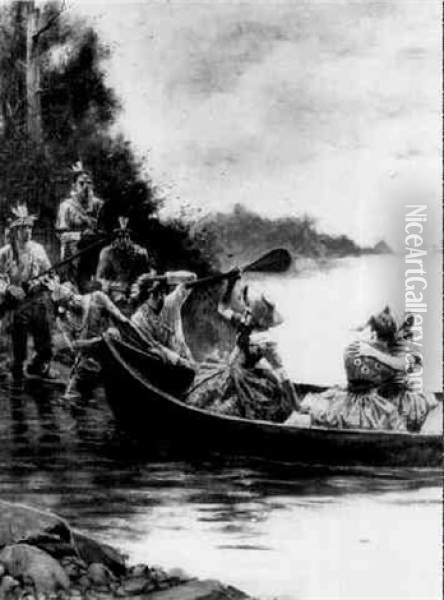 The Capture Of Elizabeth And Frances Callaway And Jemina Boone Oil Painting - Howard Pyle
