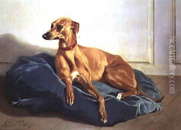Study of a Hound, 1860 Oil Painting - Charles Verlat