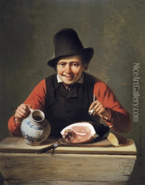 Le Gourmet Oil Painting - Charles (Karel Ferdinand) Venneman
