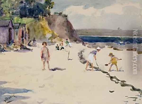 Begmeil Beach Brittany Oil Painting - Albert Jnr. Ludovici