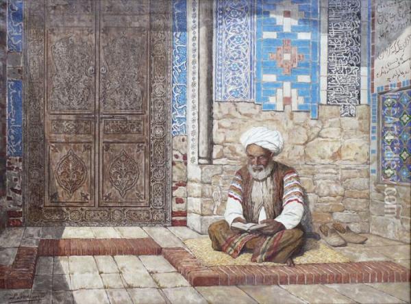 In Front Of A Mosque Oil Painting - Richard Karlovich Zommer
