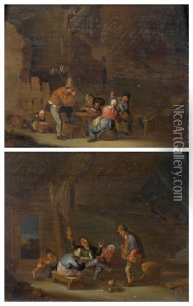 Rejouissances Paysannes (pair) Oil Painting - Adriaen Jansz van Ostade