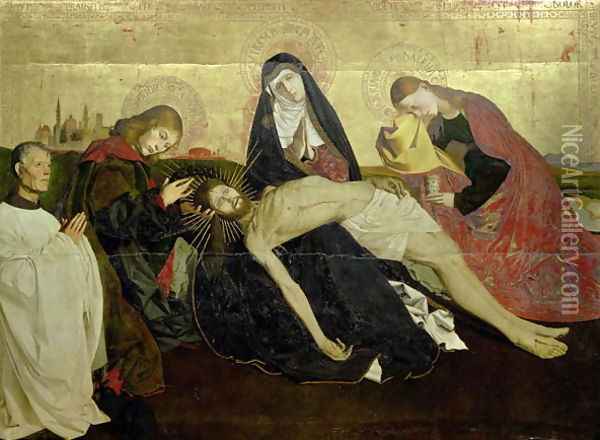 The Avignon Pieta, 1444-66 Oil Painting - Enguerrand Quarton