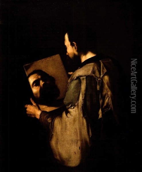 Philosoph Mit Spiegel Oil Painting - Jusepe de Ribera