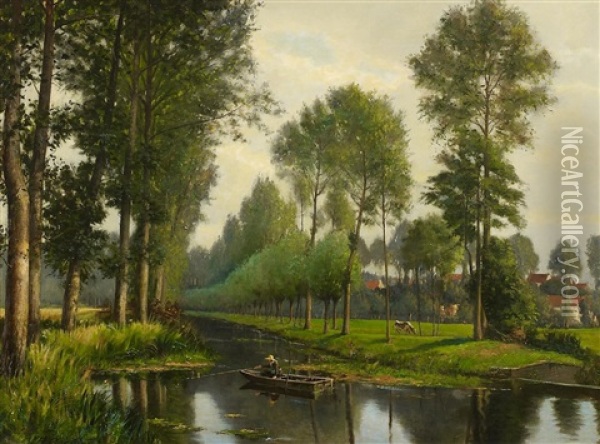 Franzosische Kanallandschaft Oil Painting - Charles Pierre Modeste Cordier
