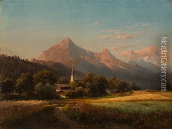 Alpine Landscape Oil Painting - Adolf Nickol