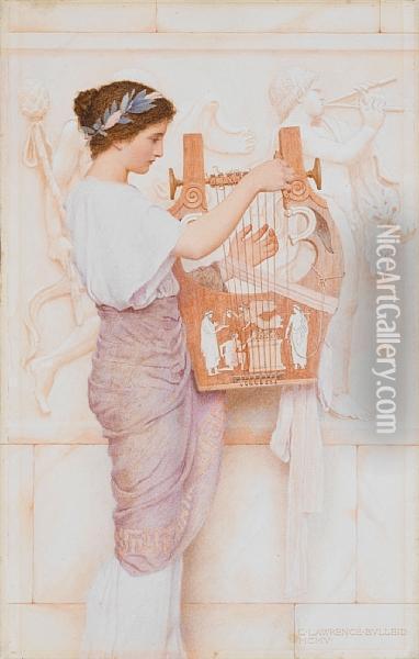 Girl With Lute Oil Painting - George Lawrence Bulleid