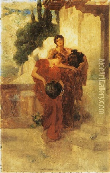 Two Figures In Captive Andromache Oil Painting - Lord Frederic Leighton