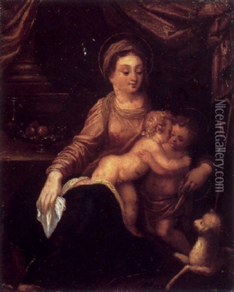 The Madonna And Child With The Infant Saint John The Baptist Oil Painting - Hans Rottenhammer the Elder