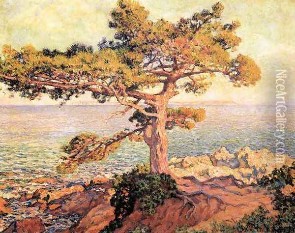 Pine by the Mediterranean Sea Oil Painting - Theo van Rysselberghe