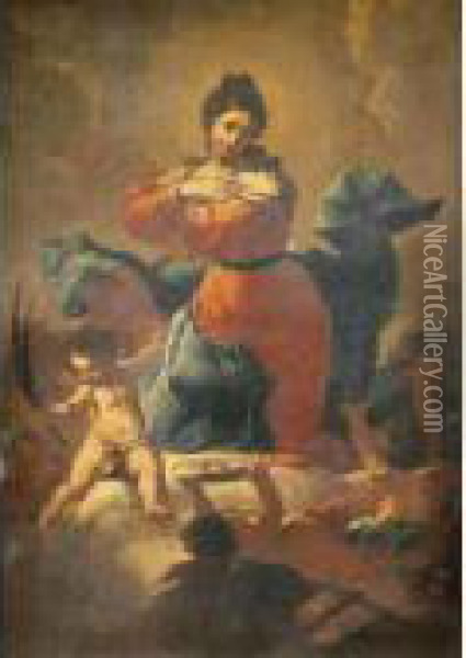 Saint Lucy With Putti Oil Painting - Giovanni Battista Piazzetta