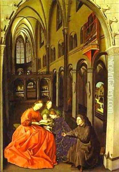 Madonna And Saints In A Church 1440-1445 Oil Painting - Konrad Witz