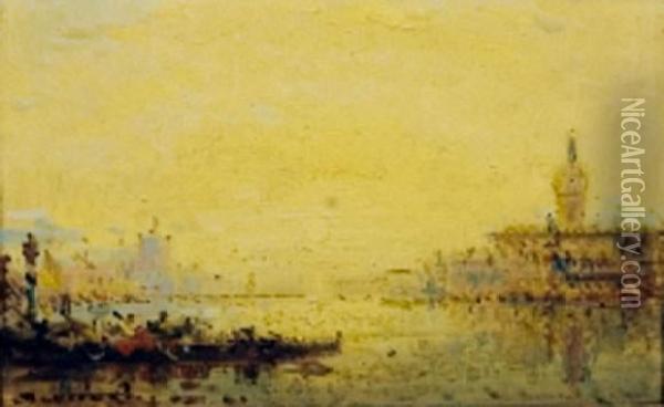 Vue De Venise Oil Painting - Jean-Etienne Karnec