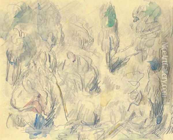 Au bord de l'etang Oil Painting - Paul Cezanne