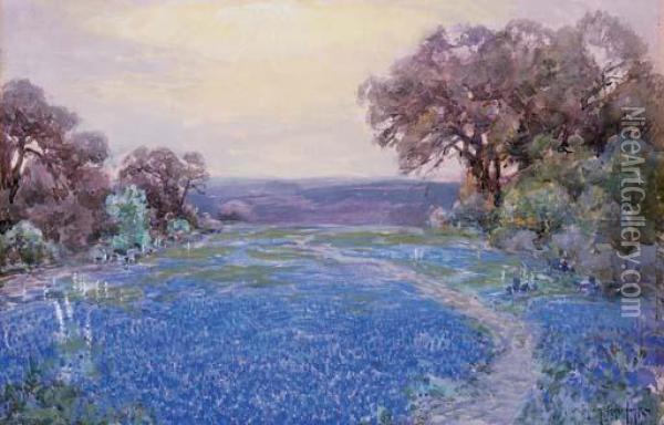 Field Of Bluebonnets Oil Painting - Julian Onderdonk