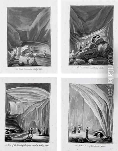 An Album Of Ten Drawings Of Wookey Hole, Mendip Hills,somerset Oil Painting - Bernardjr Goupy Iii Lens