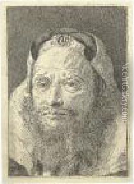 Vecchio Con Barba. Oil Painting - Giovanni Domenico Tiepolo