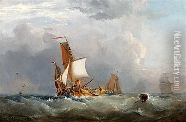 Fiskeskutor Oil Painting - George William Crawford Chambers