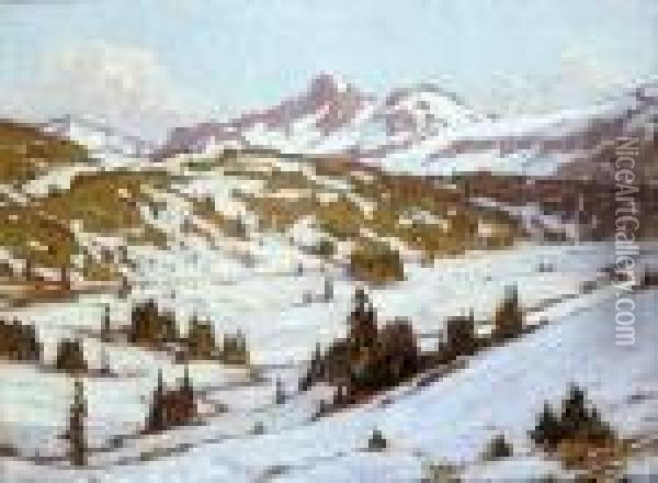 Winter - Mt. Rainier, Paradise Valley Oil Painting - William Wendt