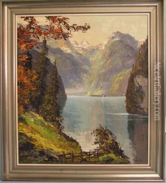 Herbstzeit Am Konigsee Oil Painting - Am Hans Ende