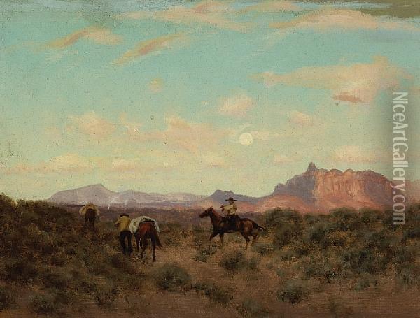 Cowboys With Pack Horses Oil Painting - Charles Robinson