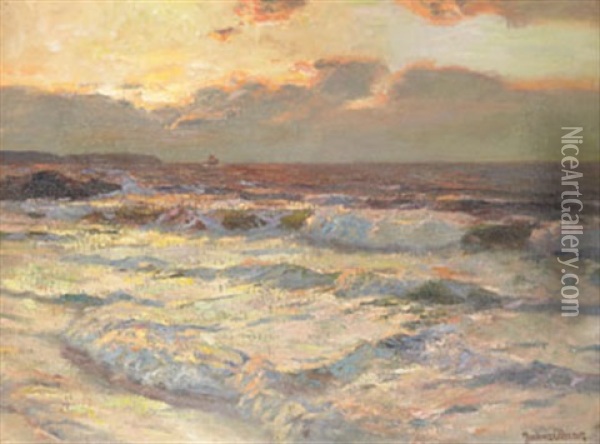 Kvallssol Vid Stranden Oil Painting - Julius Olsson