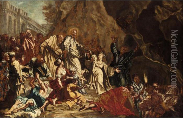 The Raising Of Lazarus Oil Painting - Francesco Solimena