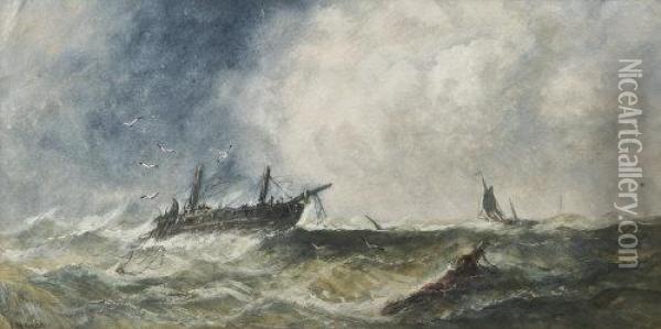A Shipwreck Oil Painting - Edwin Hayes