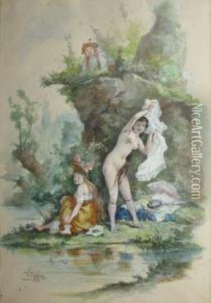 Les Plaisirs Du Bain Oil Painting - Victor Nehlig