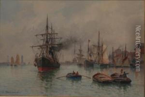 Bateaux Entrant Au Port Oil Painting - Louis Timmermans