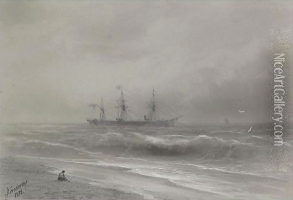 Shipping Along The Coast Oil Painting - Ivan Konstantinovich Aivazovsky
