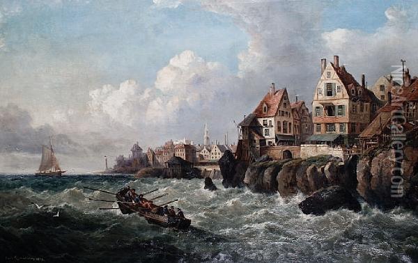 Along The Coast Of Brittany Oil Painting - Joseph Kuwasseg Carl