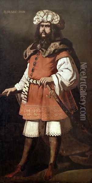 Portrait of Almanzor (940-1002) Oil Painting - Francisco De Zurbaran