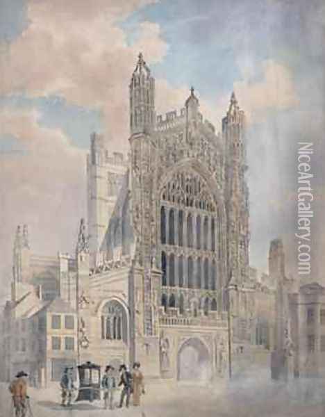 Bath Abbey Oil Painting - John Claude Nattes