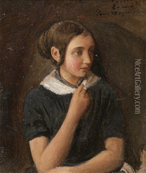 Bildnis Eines Jungen Madchens. Halbfigur Oil Painting - Friedrich Eduard Meyerheim