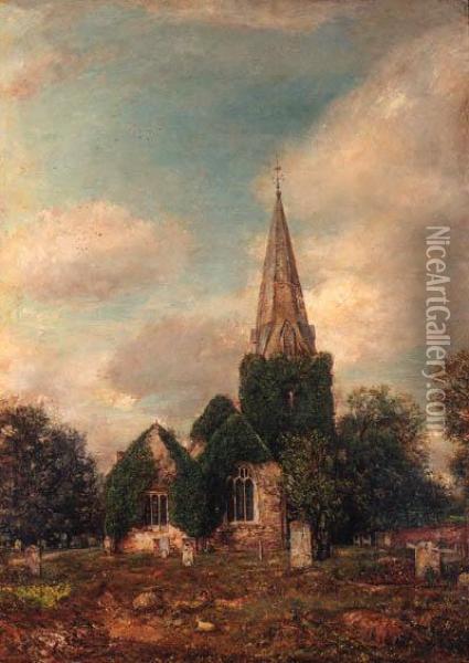 The Churchyard At Stoke Poges, Buckinghamshire Oil Painting - Henry Mark Anthony