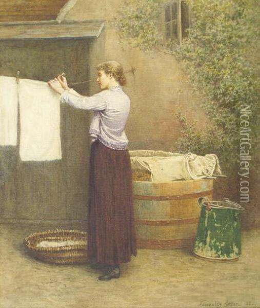 Hanging Out The Washing Oil Painting - Henry Towneley Green