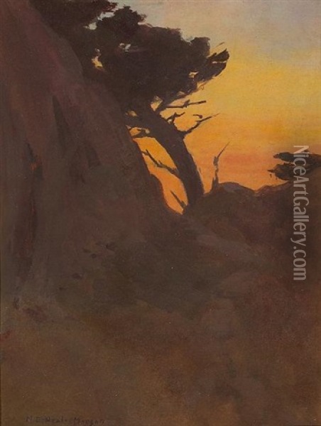 Point Lobos After Glow Sunset Oil Painting - Mary Deneale Morgan