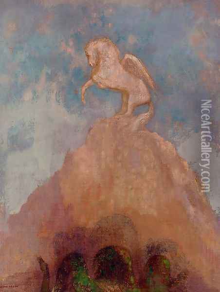 White Pegasus 2 Oil Painting - Odilon Redon