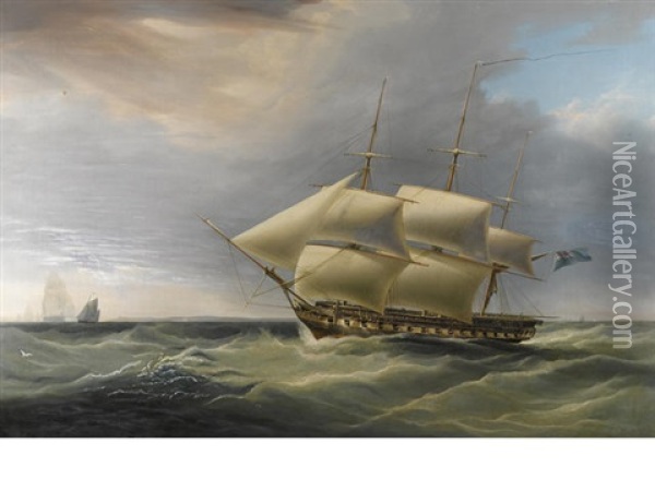 H.m.s. Isis In Still Breeze Oil Painting - William John Huggins
