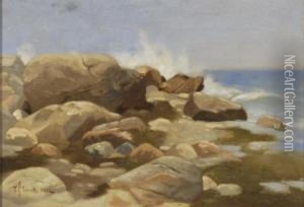Rocky Shore Scene Oil Painting - Edward Chalmers Leavitt