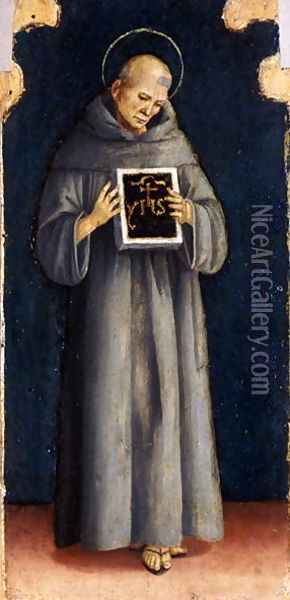 St. Bernard of Siena, c.1515-20 Oil Painting - Luca Signorelli