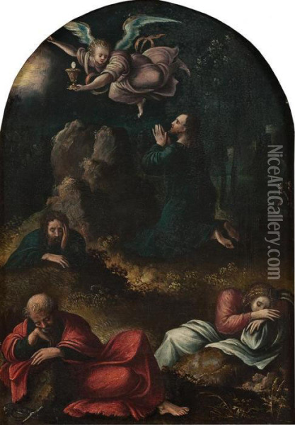 Christus Auf Dem Olberg Mit Den Schlafenden Jungern Im Garten Gethsemane Oil Painting - Barend Van Orley