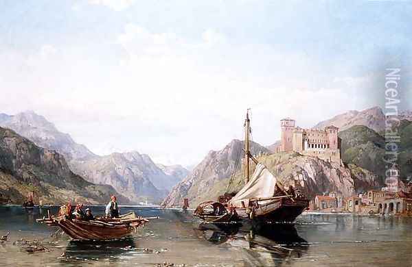 Angera on Lake Maggiore Oil Painting - George Clarkson Stanfield