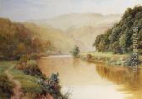 A Summer River Landscape Oil Painting - Harry Sutton Palmer