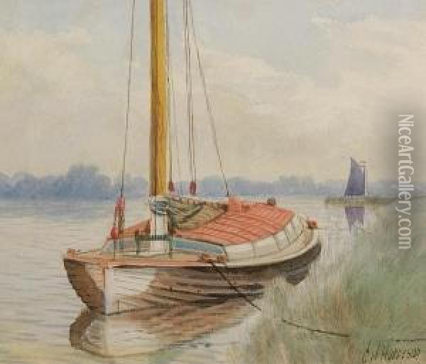 Moored Wherry Oil Painting - Charles Harmony Harrison