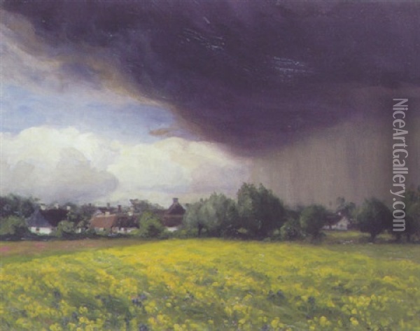 Optraekkende Uvejr, Sommer Oil Painting - Hans Andersen Brendekilde