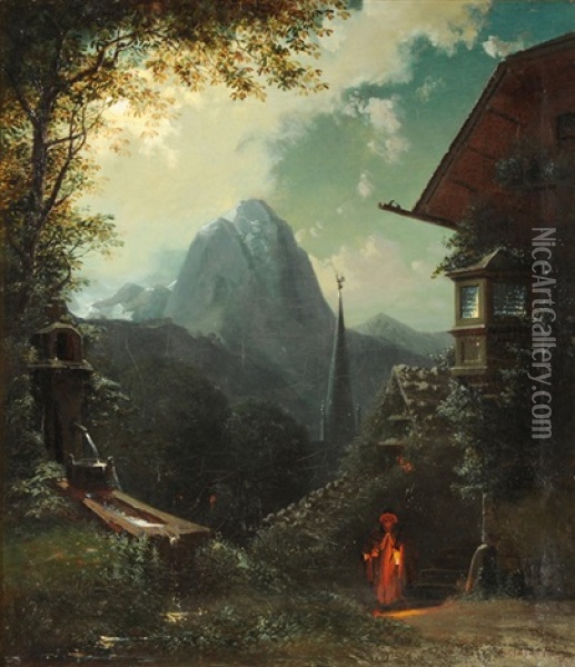 Der Nachtwachter Oil Painting - Jost Joseph Niklaus Schiffmann