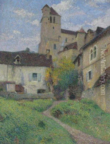 L'eglise De Saint Cirq Lapopie Oil Painting - Henri Martin