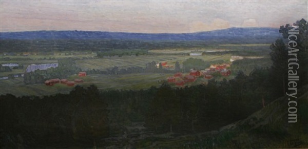 Landskap, Dalarna Oil Painting - Gustaf Tormaz